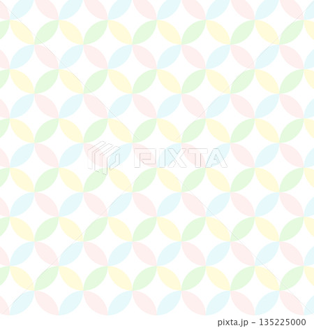 和柄パターン背景　パステル虹色　七宝文様 135225000