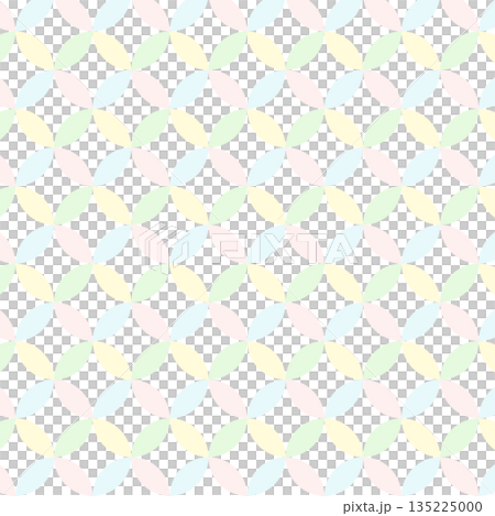 和柄パターン背景　パステル虹色　七宝文様 135225000