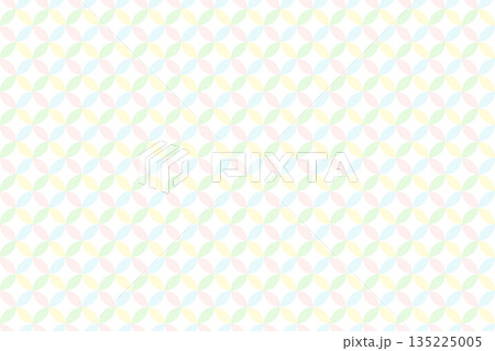 和柄パターン背景　パステル虹色　七宝文様　 135225005