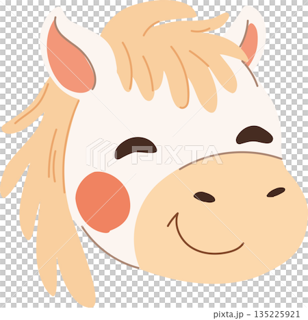 cute white horse cartoon illustration smiling animal character for kids 135225921