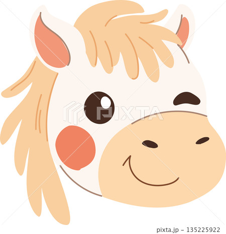 winking white horse head cartoon illustration friendly animal winking white horse head cartoon illustration friendly animal 135225922