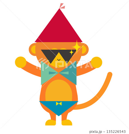 サーカスの衣装を着たかわいいサルのイラスト 135226543