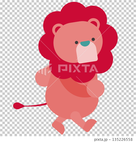 立っているかわいいライオンのイラスト 135226558