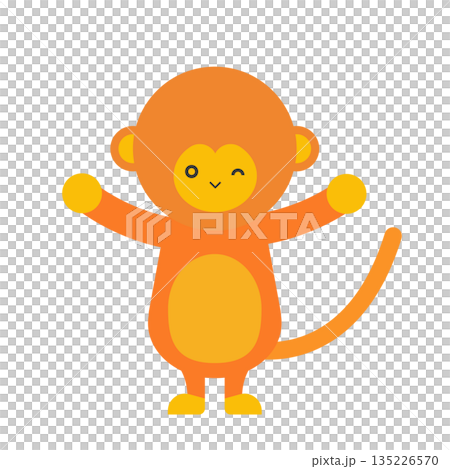 Illustration of a cute monkey standing with arms outstretched Illustration of a cute monkey standing with arms outstretched 135226570