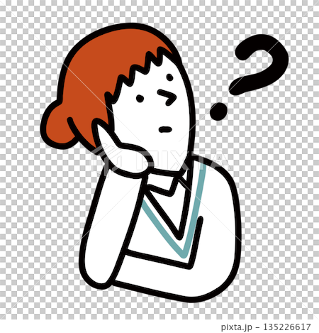 Illustration icon of a junior high and high school student wearing a uniform - A girl thinking Illustration icon of a junior high and high school student wearing a uniform - A girl thinking 135226617