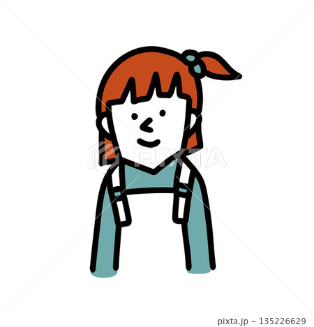 カジュアルな私服を来た女の子のイラストアイコン カジュアルな私服を来た女の子のイラストアイコン 135226629