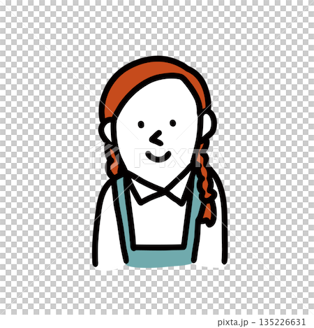 Illustration icon of a girl wearing a private elementary school uniform Illustration icon of a girl wearing a private elementary school uniform 135226631