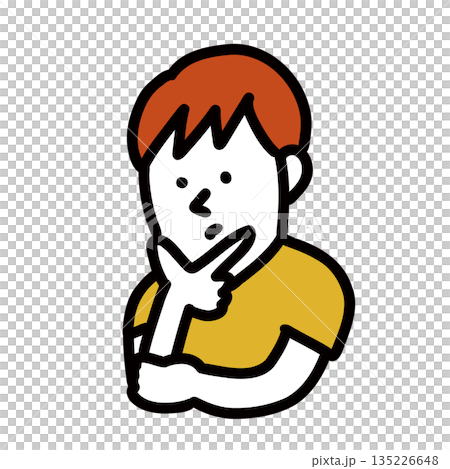 子供のイラストアイコン　考える小学生 135226648