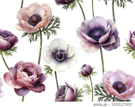 アネモネのシームレスパターン　A-1 135227303