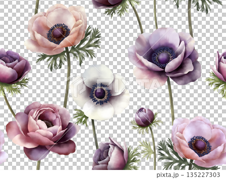 アネモネのシームレスパターン　A-1 135227303