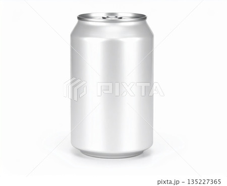白い缶のモックアップサンプル　白背景 135227365