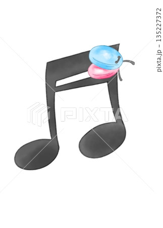 カスタネットの付いた音符 カスタネットの付いた音符 135227372