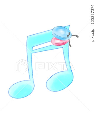 カスタネットの付いた音符 カスタネットの付いた音符 135227374
