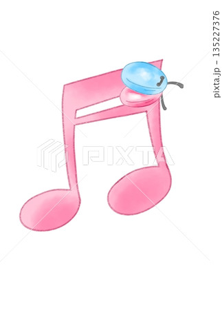カスタネットの付いた音符 カスタネットの付いた音符 135227376