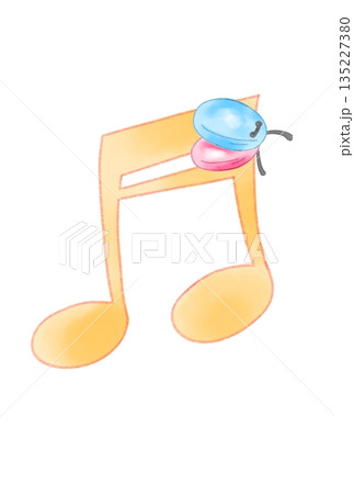 カスタネットの付いた音符 カスタネットの付いた音符 135227380