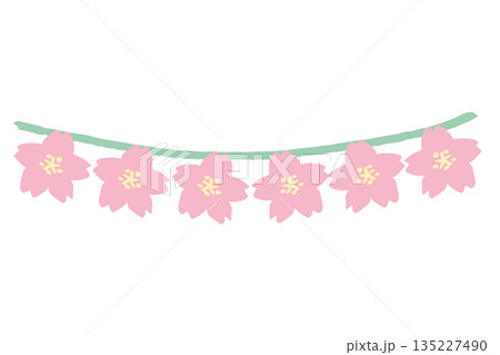 ふんわり春色 卒園・入園ガーランド＆リースシリーズ｜桜の花ガーランド素材 135227490