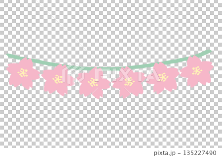 ふんわり春色 卒園・入園ガーランド＆リースシリーズ｜桜の花ガーランド素材 135227490
