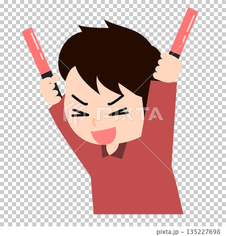 Illustration of a boy cheering on his favorite idol Illustration of a boy cheering on his favorite idol 135227698