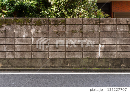 street wall background ,Industrial background, empty grunge urban street with warehouse brick wall street wall background ,Industrial background, empty grunge urban street with warehouse brick wall 135227707