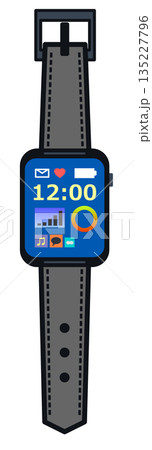 健康管理やメール送受信なども可能で便利なスマート腕時計のイラスト 健康管理やメール送受信なども可能で便利なスマート腕時計のイラスト 135227796