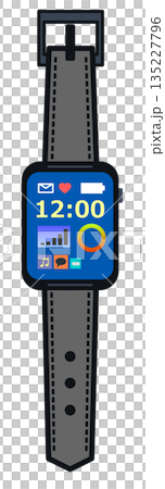 健康管理やメール送受信なども可能で便利なスマート腕時計のイラスト 健康管理やメール送受信なども可能で便利なスマート腕時計のイラスト 135227796
