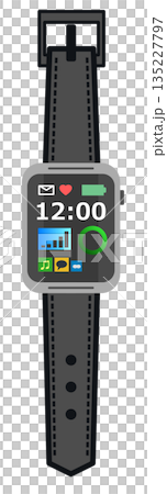 健康管理やメール送受信なども可能で便利なスマート腕時計のイラスト 135227797