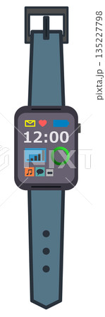 健康管理やメール送受信なども可能で便利なスマート腕時計のイラスト 135227798