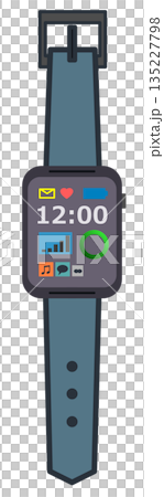 健康管理やメール送受信なども可能で便利なスマート腕時計のイラスト 135227798
