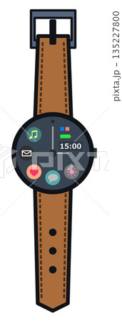 健康管理やメール送受信なども可能で便利なスマート腕時計のイラスト 135227800