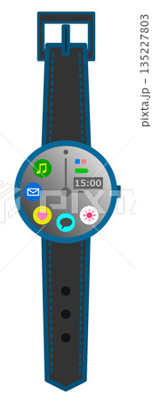 健康管理やメール送受信なども可能で便利なスマート腕時計のイラスト 135227803