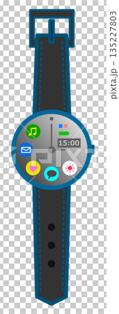 健康管理やメール送受信なども可能で便利なスマート腕時計のイラスト 135227803