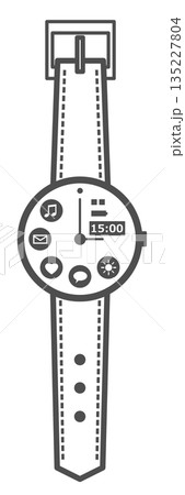 健康管理やメール送受信なども可能で便利なスマート腕時計のイラスト 健康管理やメール送受信なども可能で便利なスマート腕時計のイラスト 135227804