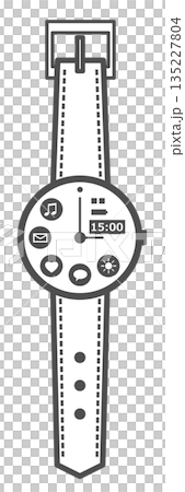 健康管理やメール送受信なども可能で便利なスマート腕時計のイラスト 健康管理やメール送受信なども可能で便利なスマート腕時計のイラスト 135227804