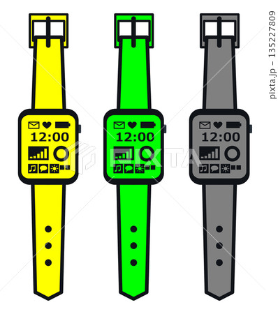 健康管理やメール送受信なども可能で便利なスマート腕時計のイラスト 健康管理やメール送受信なども可能で便利なスマート腕時計のイラスト 135227809