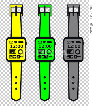 健康管理やメール送受信なども可能で便利なスマート腕時計のイラスト 健康管理やメール送受信なども可能で便利なスマート腕時計のイラスト 135227809