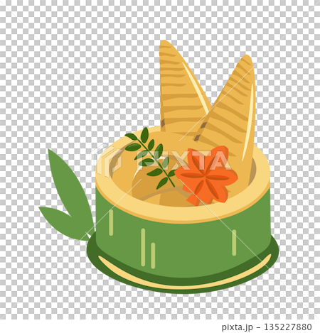 竹碗盛裝的煮竹筍插圖 135227880