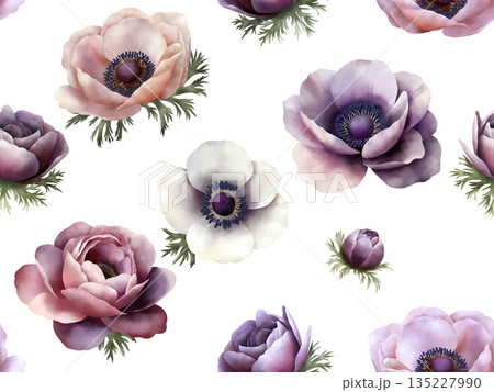 アネモネのシームレスパターン　B-1 135227990