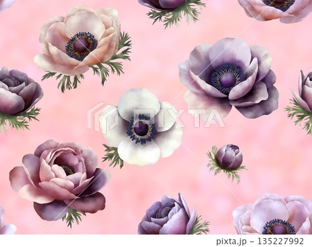 アネモネのシームレスパターン　B-2 135227992