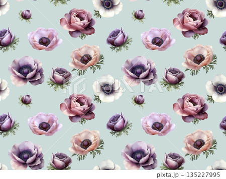 アネモネのシームレスパターン　B-3' 135227995