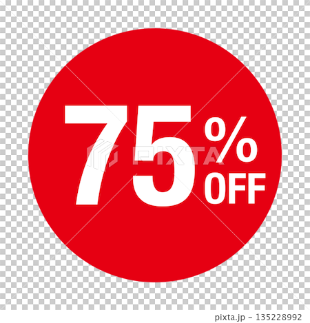 「75% OFF」標誌,圓形,透明背景,紅色 「75% OFF」標誌,圓形,透明背景,紅色 135228992