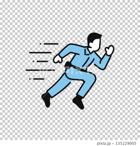 Simple vector icon illustration of a worker rushing in a hurry 135229005