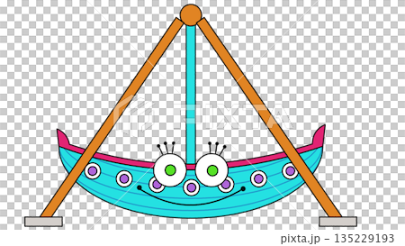 遊樂園中一種鞦韆式遊樂設施的示意圖 135229193