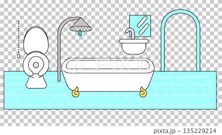 Simple and clean bathroom and shower illustration Simple and clean bathroom and shower illustration 135229214