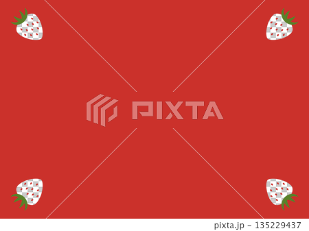 Simple background material with strawberries in the four corners - Red 135229437