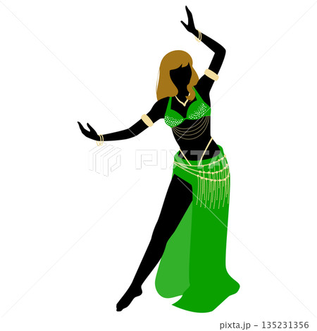 緑のドレスのベリーダンサー 135231356