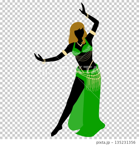 緑のドレスのベリーダンサー 135231356