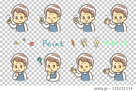 臉部表情集：男子單手錶情 135232114