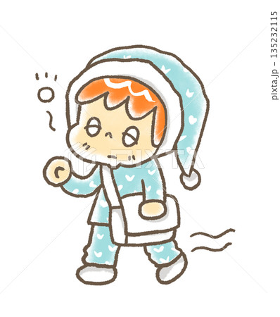 寝ぼけてパジャマのまま学校に行こうとする人 135232115