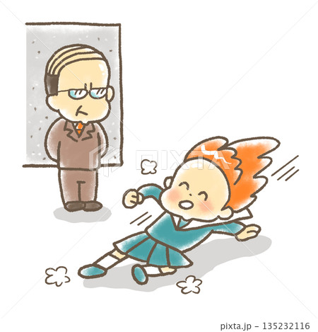 学校の門でスライディングして滑り込みセーフ 135232116