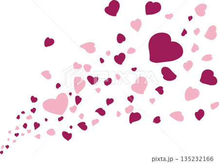赤いハートが散りばめられたイラスト背景 135232166